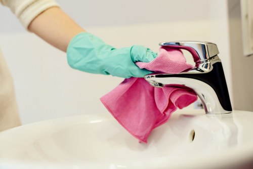 Professional office cleaning in a Battersea commercial building with shared access