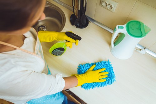 Detailed kitchen and bathroom cleaning in a Battersea move in clean