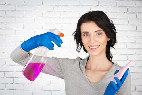 Cleaning team working in a Battersea short-term rental kitchen